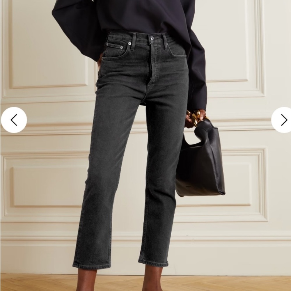 Agolde Black Cropped Straight Jeans